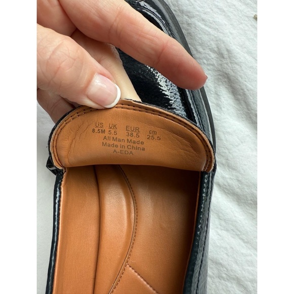 Franco Sarto Shoes Womens 8.5 Navy Blue Patent Loafers‎ Shiny Horsebit Detail - Picture 6 of 9
